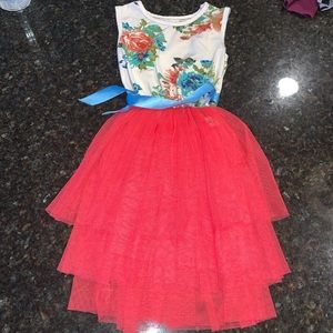 Beautiful toddler girls floral ruffled layered dress